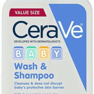 CeraVe Baby Wash & Shampoo | 2-in-1 Tear-Free Baby Wash for Baby Skin & Hair | Fragrance, Paraben, Dye, Phthalates & Sulfate Free for Baby Bath| Baby Soap with Vitamin E | 16 Ounce