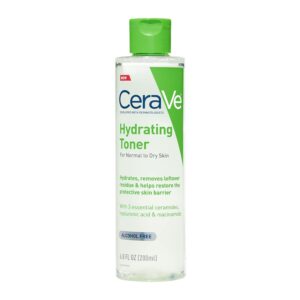 CeraVe Hydrating Toner for Face Non-Alcoholic with Hyaluronic Acid, Niacinamide, and Ceramides for Sensitive Dry Skin, Fragrance-Free Non Comedogenic, Full Size, 6.80 Ounce...